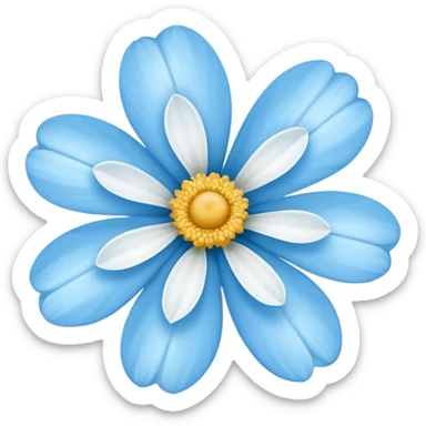 light blue  flower with a white center sticker