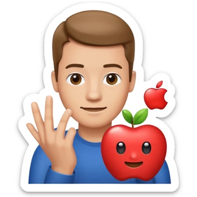 a man holding the YouTube logo, apple style emoji, with a slight smile sticker