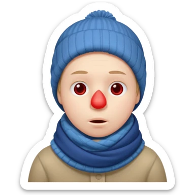 плюшеве личко, шарф до носа, тремтіння, температура, червоний ніс, хвороба sticker