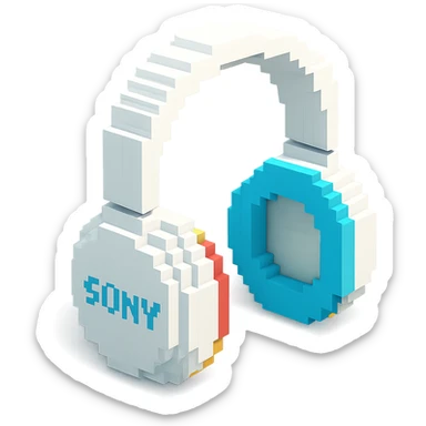 full-size white Sony headphones sticker