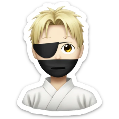 Satoru gojo with black blindfold from jujutsu kaisen sticker