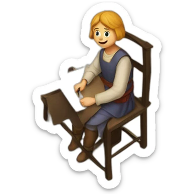 medieval architect drawing on a floor plan sticker