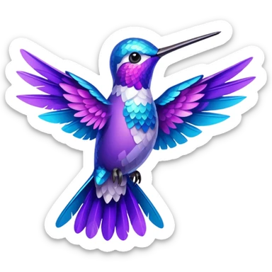 hummingbird with blue and purple with glitter sticker
