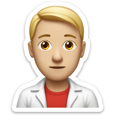 sad white yoga teacher with red walking out of yoga studio sticker