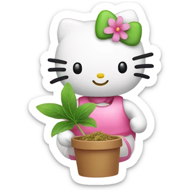 Hello kitty holding Pink herb nugget sticker