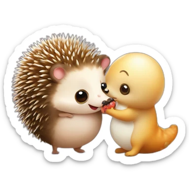 cute hedgehog and lovley snail kissing sticker