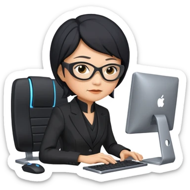 grandmother ninja working in GenAI sticker