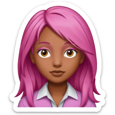 Cheveux rose lisse long peau marron sticker