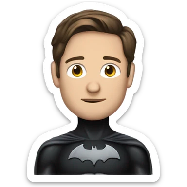 Tobey Maguire wearing a Batman suit sticker