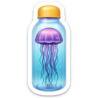 sea jellyfish stuck plastic bottle sticker