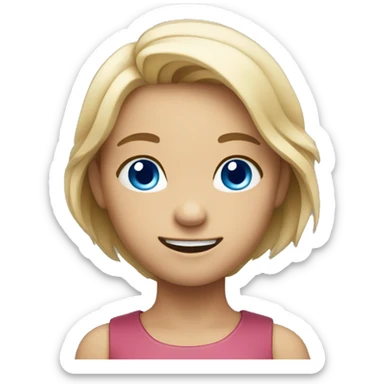 smiling girl with blue eyes shrugging shoulders sticker