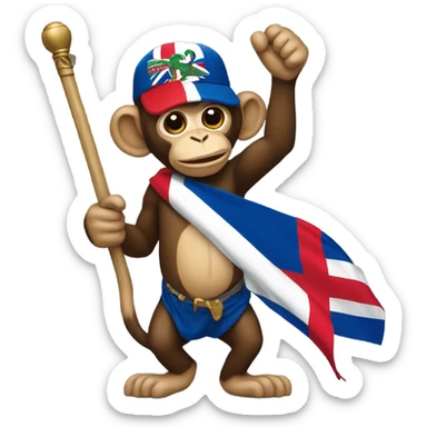Monkey holding Dominican flag sticker