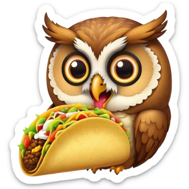 Owl licking a taco sticker