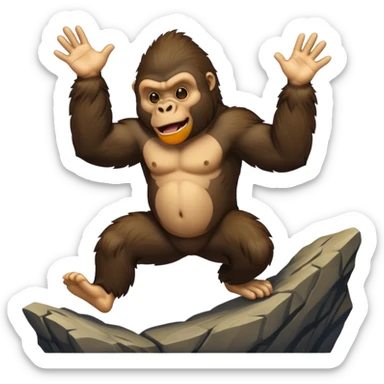 gorilla jumping off a cliff sticker