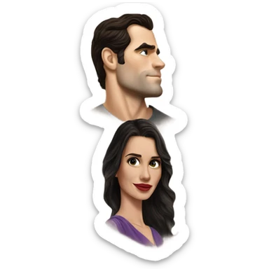realistic photo of Henry Cavill kissing a beautiful woman  sticker
