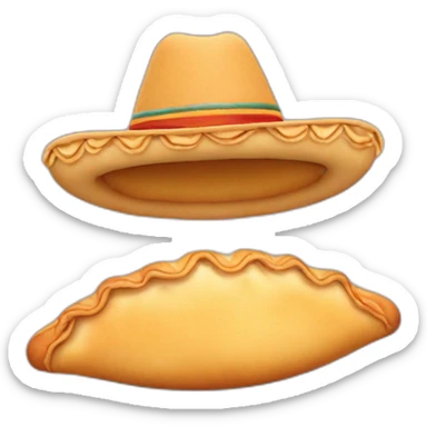 Empanada con ojos manos y pies con un sombrero sticker