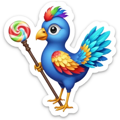 A bird with a magic candy staff sticker