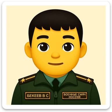 Chinese man in military uniform, emoji style, based on the reference image sticker