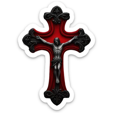 gothic cross red and black crucifix  sticker