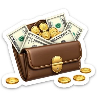 Aviator money emoji, wallet full of cash, casino vibe, premium 3D emoji style, clean, no background
 sticker