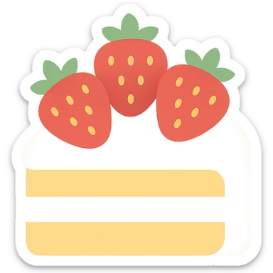 white cake with strawberries on top sticker