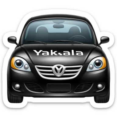 Make a car emoji and write "yakala yakalayabiliyosan" below it. sticker