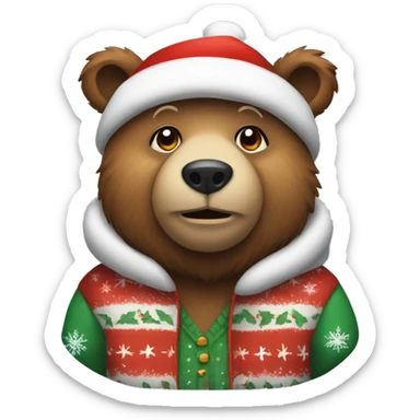 bear wearing xmas clothes  sticker