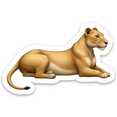 a lioness's silhouette laying down sticker