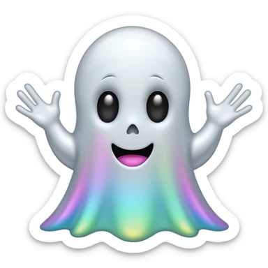 Holographic chrome cartoon ghost with no arms sticker