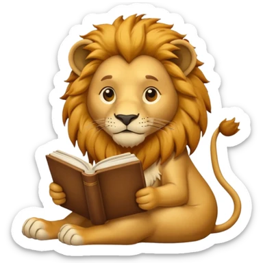 lionb reading book sticker