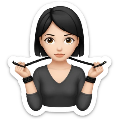 Woman’s hands tied with black rope  sticker