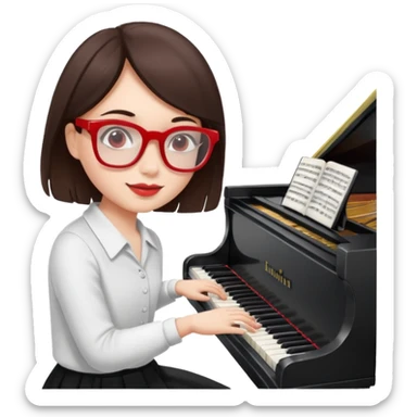 Brunette in red  glassespianista sticker