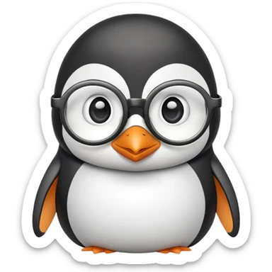 penguin head wearing round glasses, cute, smart looking sticker