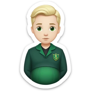 pregnant man in Slytherin uniform, pale skin, short blonde hair slicked back sticker