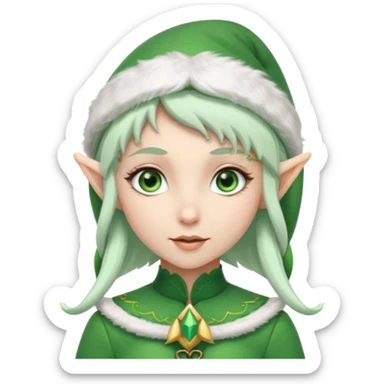 elf girl with elf hat, white hair sticker