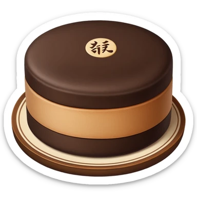 pu-erh tea cake, round compressed tea cake, simple and clean look, minimal shading, clear outline sticker