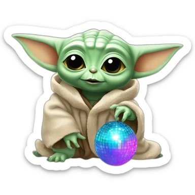 baby yoda party animal with disco ball sticker