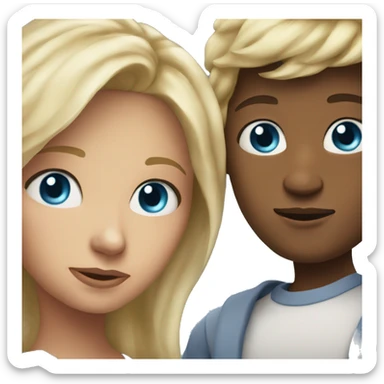 mother and son blonde blue eyes sticker
