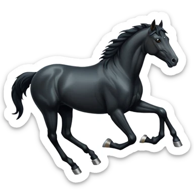 A black horse running emoji  sticker