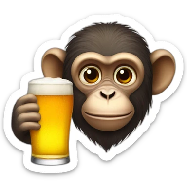 Monkey drinks beer sticker