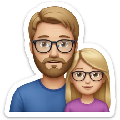 je voudrai un emoji d'un papa chatain avec une barbe chatain et de sa fille aux cheveux longs et blonds avec des lunettes sticker
