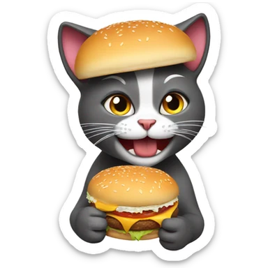 Cat eating burger sticker