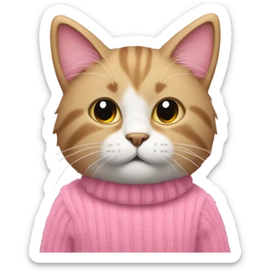 Cat wearing a pink fluffy sweater  sticker