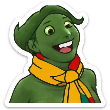 Woman holding neck while laughing  sticker
