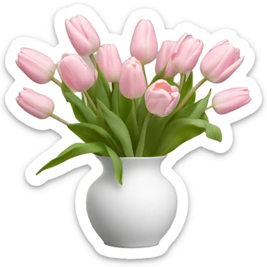 Light pink tulips in white vase i sticker