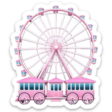 mix light pink dark pink and white theme park Ferris wheel sticker