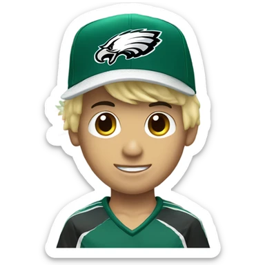 Make a blond boy with a Philadelphia eagles hat and he’s holding a strawberry sticker