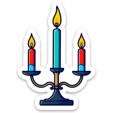 decorative candle holder with 3 lit candles, candelabra sticker