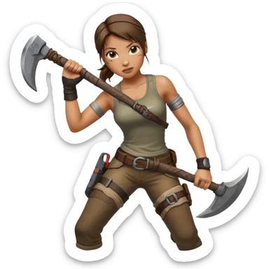 lara croft climbing axe sticker
