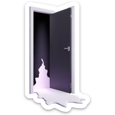 door ajar with intense white light pouring through the crack sticker